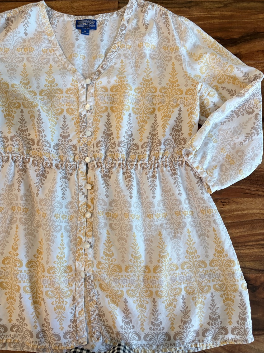Pendleton Women’s Endless Summer 100% Silk Damask Print Blouse Medium M Shirt
